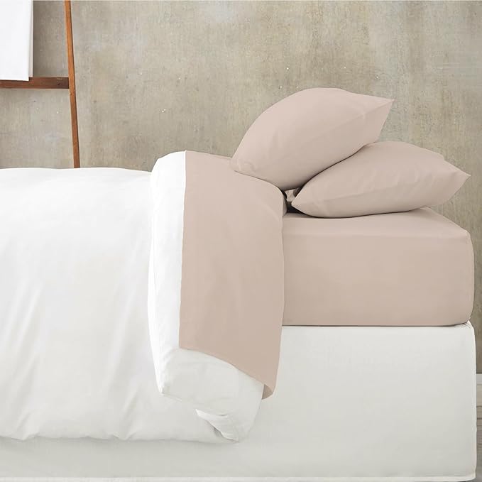 MakeMake Organics Organic Queen Fitted Sheet Set GOTS Certified Organic Cotton Fitted Sheet with 2 Pillowcase Ultra Soft Non Toxic Breathable Hypoallergenic Colorful Neutral (Queen, Solid Pecan)