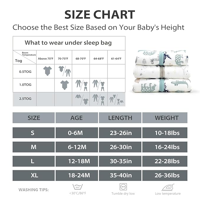 Mosebears Sleep Sack Baby Winter Wearable Blanket with 2-Way Zipper,2.5 TOG Cotton Sleep Sack Unisex (Deer, 12-18 Months)