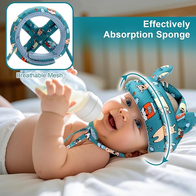 Accmor Baby Helmet Breathable Head Protector for Crawling Walking, Lightweight Infant Safety Head Guard Cap Cute Adjustable Toddler Protection Cap with Soft Cushion for 6-24 Months Boys Girls