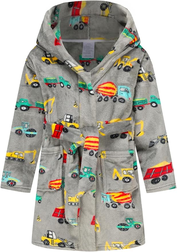 Boys Girls Robe Kids Flannel Hooded Bathrobe Sleepwear Pajamas Toddler Soft Plush Robes for Girls 2-16 Years