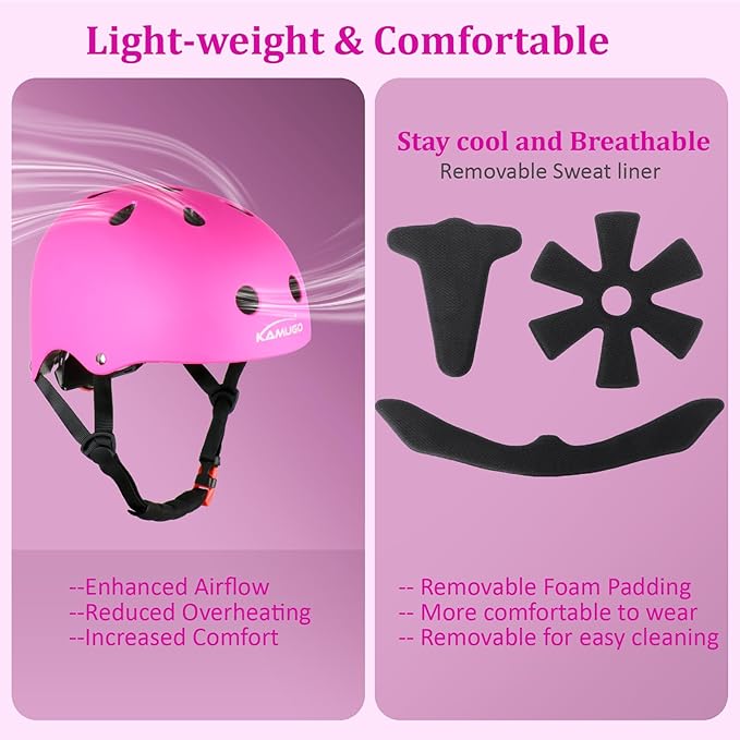 KAMUGO Kids Adjustable Helmet, Suitable for Toddler Kids Ages 2-14 Boys Girls, Multi-Sport Safety Cycling Skating Scooter Helmet