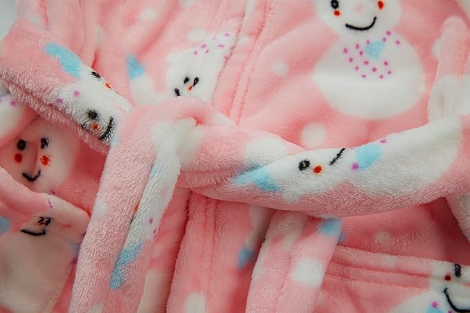 Toddler Robes Cute Pattern Bathrobe Unisex Kids Robe Baby Flannel Hoodie Pajamas Sleepwear