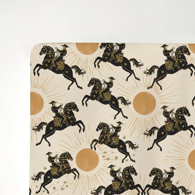Western Cowboys Sunshine Baby Crib Sheets for Boy Girl 52x28Inch Cowboy Horse Sun Soft Stretchy Fitted Crib Mattress Cover Wild West Desert Nursery Baby Sheet for Standard Crib & Toddler Bed Mattress