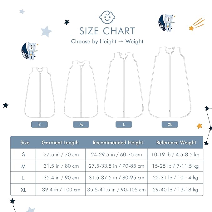 Baby Sleep Sack 2-4 T Boys & Girls Wearable Blanket 100% Organic Cotton 0.5 TOG Toddler Sleeping Sack 2- Way Zipper X-Large Muslin Blue Bear