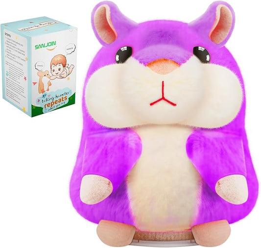 Kids Toddler Toys for Ages 2-4, Talking Hamster Repeats What You Say, Interactive Plush Repeating Toy for 2 3 4 5 6 8 Year Old Boy Girl Birthday Gift (Purple)