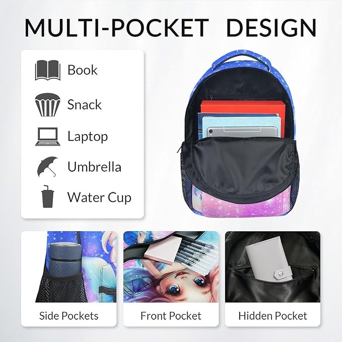 GiftoFLUX School Backpack for Girls - Mermaid Backpacks for Kids - Toddlers Bookbag for Daughter - Durable Schoolbag for Kindergarten/Preschool/Elementary(17 Inch)