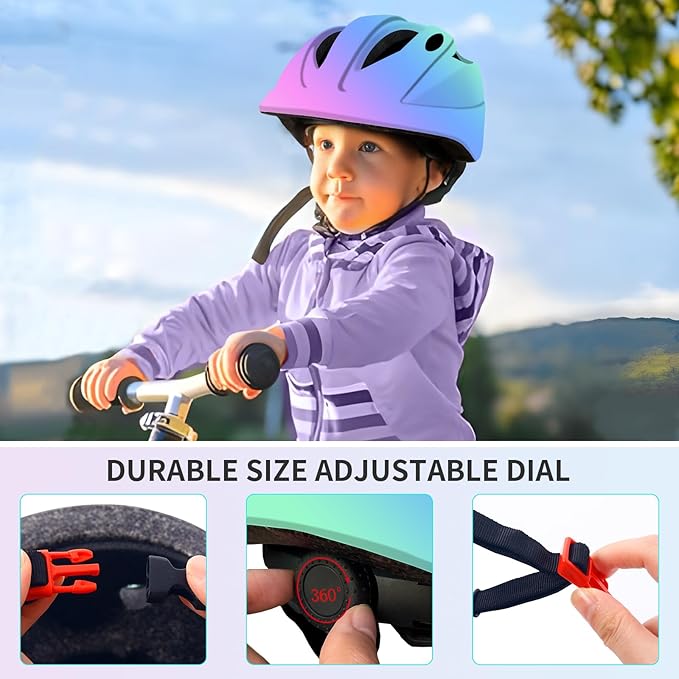 Adjustable Gradient Color Bike Baby/Toddler Helmet 2-4 Years,Safety Lightweight Kids Helmets Ages 1-3-5-8 for Girls Boys,Multi-Sport Infant Helmet for Skating Cycling Scooter