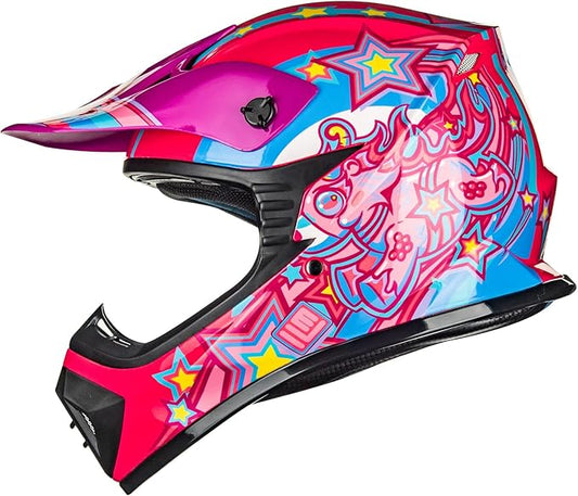ILM Youth & Kids Dirt Bike Helmets Motocross ATV Dirtbike BMX MX Offroad Full Face Motorcycle Helmet, DOT Approved Model 128YS (Pony Pink, Youth-Small)