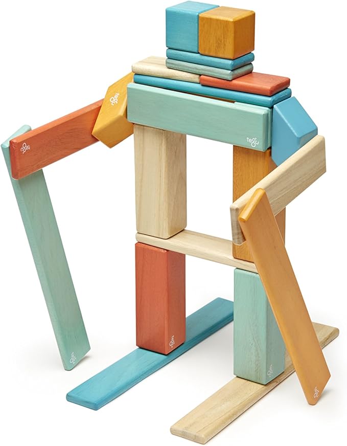 24 Piece Tegu Magnetic Wooden Block Set, Sunset, 1-99 years old