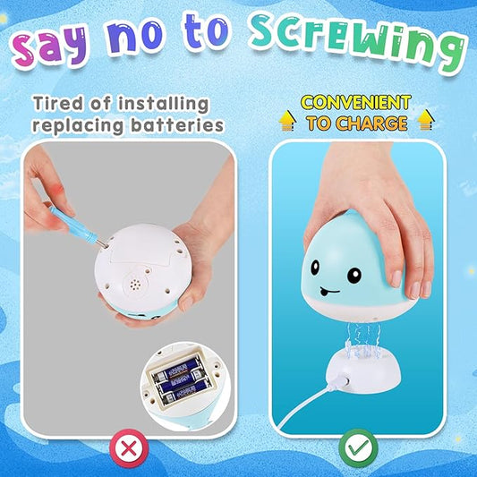 Gigilli Baby Boy Whale Bath Toy - Easy Charging Bath Toys for Kids Ages 1-3 Light Up Bath Fountain Toy 6-12-18 Months Toddler Bath Toy Sprinkler Baby Christmas Stocking Stuffers Birthday Gifts