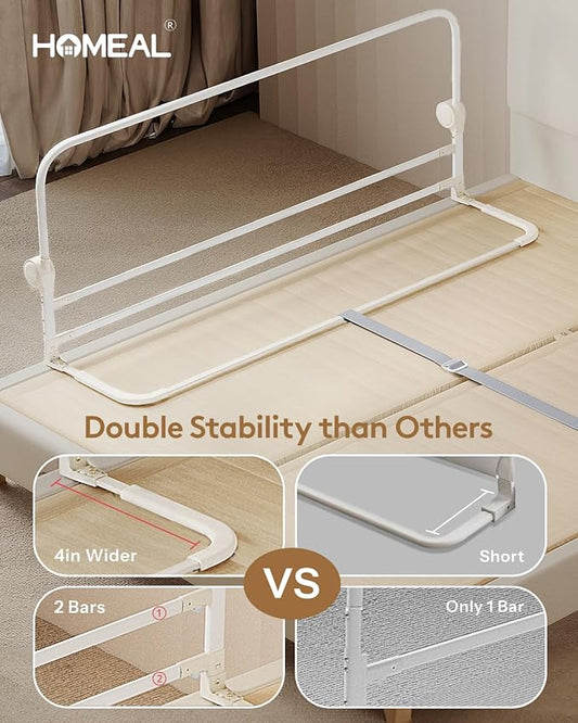 HOMEAL Bed Rail for Toddlers, 32in Swing Down Toddler Bed Rails with U-Shape Base, Foldable Baby Bed Rail Guard for Twin, Full, Queen, King Beds, Bed Rail for Baby, White