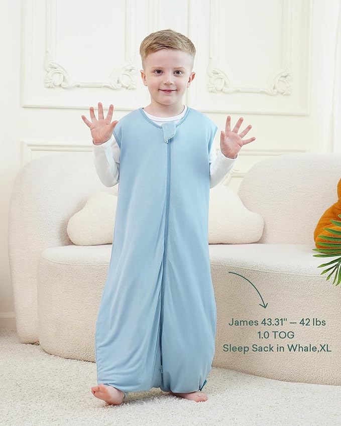 PurComfy Supersoft Toddler Sleep Sack with Feet 1.0 TOG Premium Bamboo Viscose Sleep Bag Walker with Legs 12-18-24-2t-4t-5t