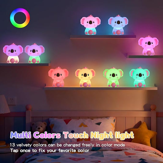 ICARER FAMILY Baby Night Light with Touch Sensor, Koala Rechargeable Nursery Lamp for Kids Room, Dimmable Soft LED Nightlight for Breastfeeding, Bedside, Sleep Aid (Koala)