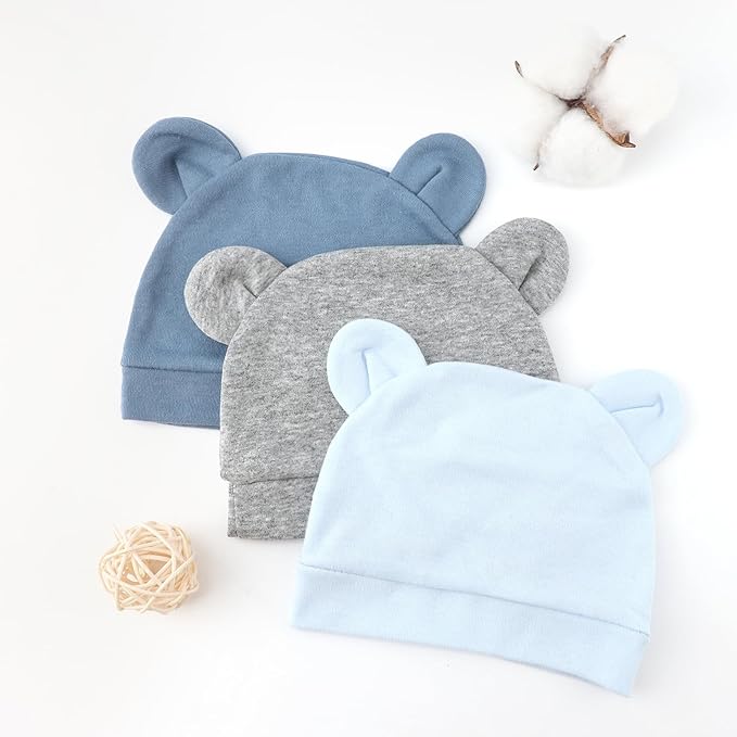 DRESHOW BQUBO 3 Pack Baby Swaddle Sleep Sacks Baby Swaddling Blanket Wrap Newborn Swaddle Sack with Bear Ears Hat for Boys Girls 6-12 Lbs Newborns & 0-3 Months Girls Boys