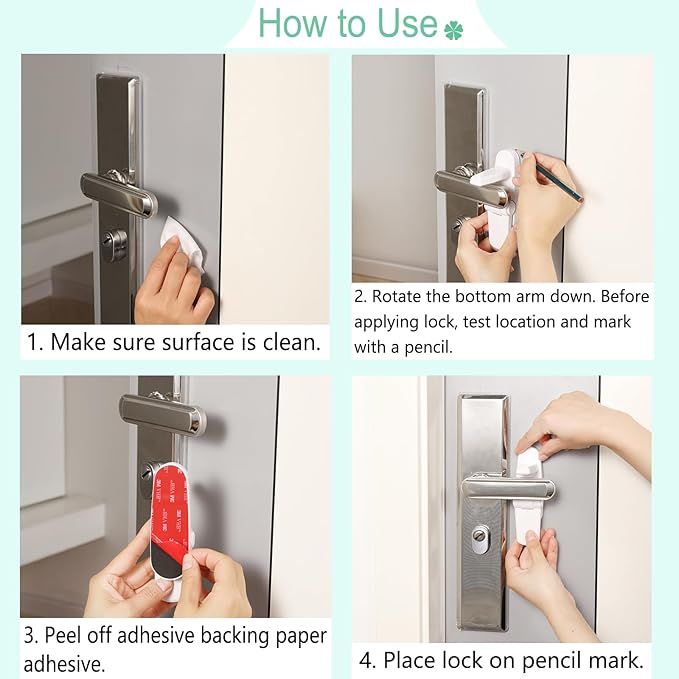 Door Lever Lock 1 Pack, No Drilling or Tools Needed for Installation, ABS Material Door Handle Baby Proof with Strong 3M Adhesive, Prevents Toddlers from Opening Doors