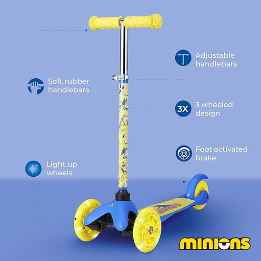 Self Balancing Kick Scooter with Light Up Wheels, Extra Wide Deck, 3 Wheel Platform, Foot Activated Brake, 75 lbs Limit, Kids & Toddlers Girls or Boys, for Ages 3 and Up