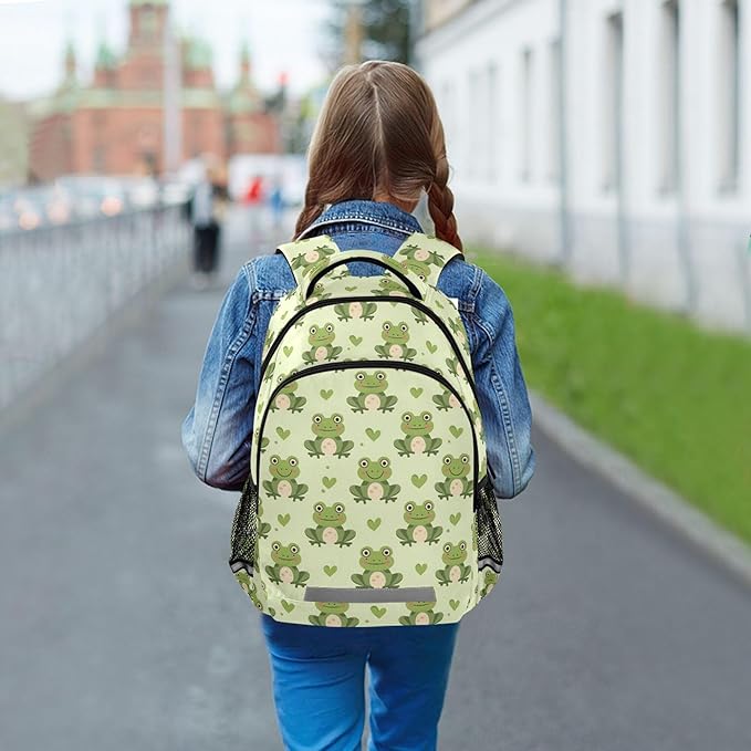 MNSRUU Laptop Backpack with Chest Strap, Frog School Backpack, Travel Hiking Backpack for Boys Girls Teen Adult, Rucksack, Knapsack