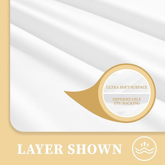 Safe and Sound Waterproof Mattress Protector, 2 Pack Queen Size Premium Mattress Cover, Noiseless Breathable Soft, Fitted Deep Pocket 8-21 Inch Bed Cover, Machine Washable