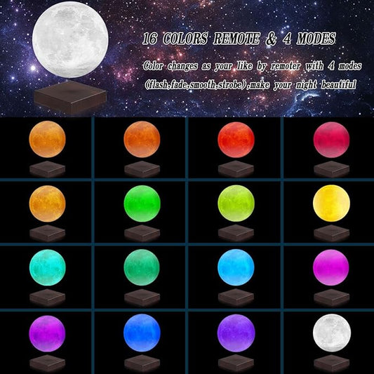 VGAzer Moon Lamp 3D Printing Magnetic Levitating Moon Light Lamps for Home、Office Decor, Creative Gift-6 Inch,Has 16 Colors 20 Modes
