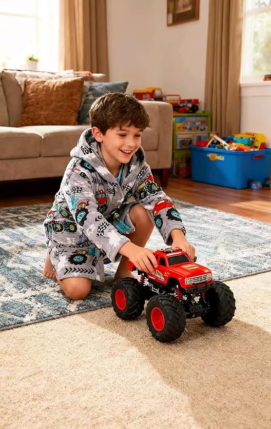 Boys Girls Robe Kids Flannel Hooded Bathrobe Sleepwear Pajamas Toddler Soft Plush Robes for Girls 2-16 Years