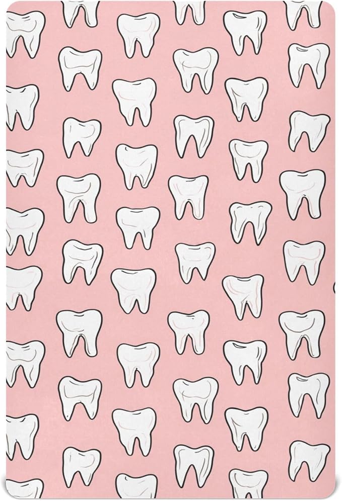Cute Dental Teeth Crib Sheets Soft Breathable Fitted Baby Crib Sheets Mattress Cover for Girls Boys, 52" x 28" x 9"