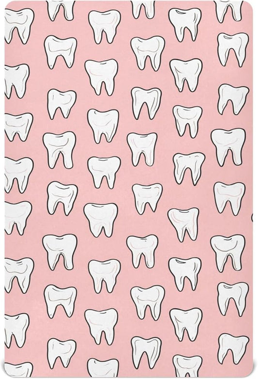 Cute Dental Teeth Crib Sheets Soft Breathable Fitted Baby Crib Sheets Mattress Cover for Girls Boys, 52" x 28" x 9"
