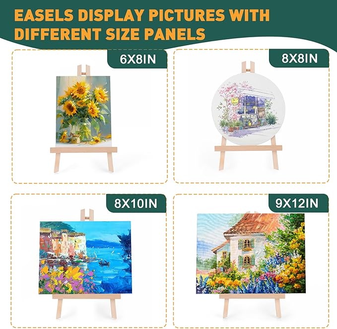 ESRICH Acrylic Paint Canvas Set,52 Piece Professional Painting Supplies Kit with 2 Wood Easel,2 * 12Colors,2 * 10 Brushes,Circular Canvas Etc,Premium Paint Kit for Kids,Students, Artists and Beginner