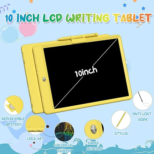 2 Pack LCD Writing Tablet for Kids 10 Inch Reusable Drawing Tablets for Kids Colorful Writing Board Electronic Drawing Board Educational and Learning Toys for 2-4 Year Old Boys