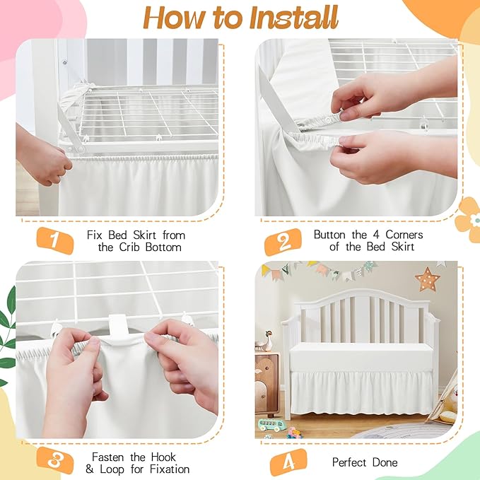 SiinvdaBZX 2-Piece Set Ruffled Crib Skirt & Soft Microfiber Fitted Crib Sheet, 52"x28" + Adjustable Elastic 14" Drop, Fit for Baby Standard Crib & Nursery Toddler Bedding (Blush Pink)