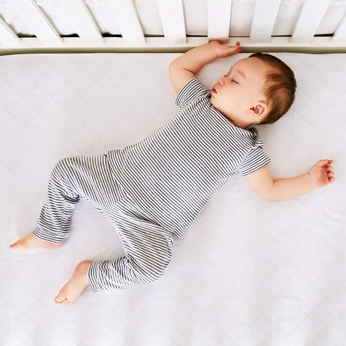 GRT 2 Pack Waterproof Crib Mattress Protector, Quilted Baby Mattress Cover Fitted Deep Pocket from 4" up to 9", Extra Soft Breathable & Noiseless Toddler Mattress Pad 52"x28", White