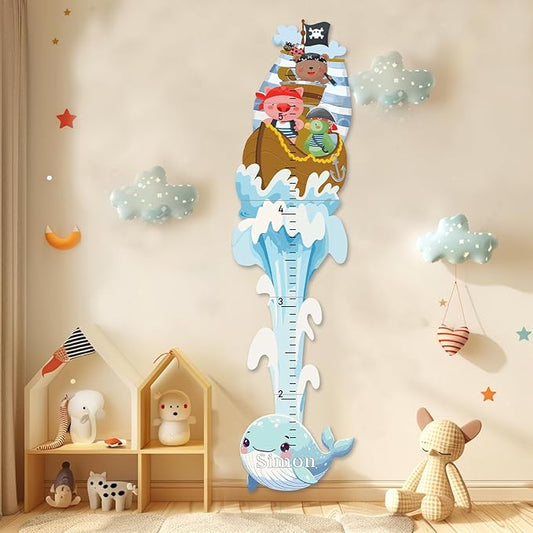 Woodemon Personalized Growth Chart for Wall, Whale Shape Height Chart for Kids, Customize Growth Measuring Board for Girls Boys Teen Room Nursery Wall Decor