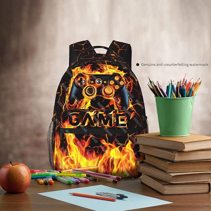 Nebcog Boys Backpack For Kids School Backpack For Boys Children Game Bookbag Teens Elementary Middle School Backpacks for Boy 6-18 Waterproof Lightweight 17 Inches Travel Back Pack
