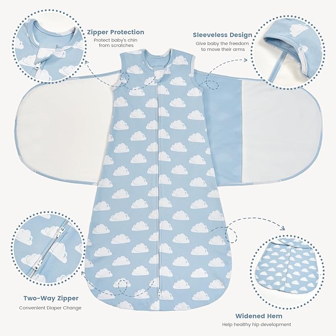 ZIGJOY Baby Swaddle Sleep Sack, 1.0 TOG Sleep Sack Swaddles for Newborns & infant 0-6 Months 100% Cotton Baby Wearable Blanket for Newborn Registry Essentials