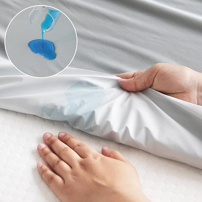 Magik & Kover Twin Mattress Protector Waterproof Cover 2 Pack, Waterproof Bed Twin Fitted Sheet Only, Machine Washable Deep Pocket Single Size Mattress Cover for Kids with Elastic Rubber Band, Grey