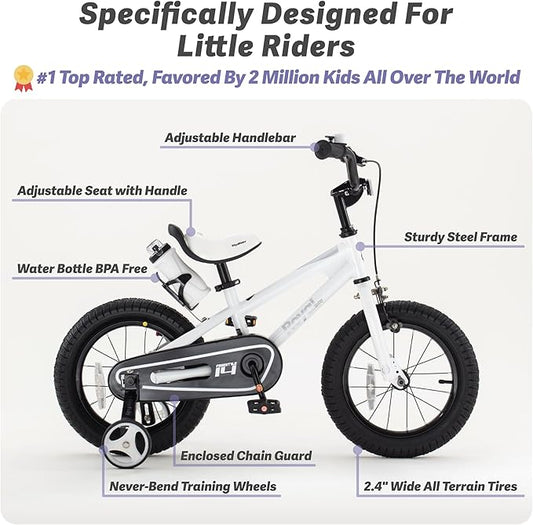 RoyalBaby Kids Bike Freestyle Classic & EZ Balance Pedal Switchable Bicycle, 12 14 16 18 Inch, 3-10 Years Toddler to Big Kids