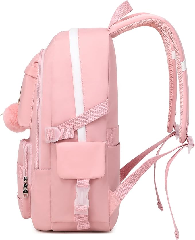 Girls Backpack,15.6 Inch Laptop School Bag Large Primary Elementary Middle College Bookbags Kids Backpacks for Teens Girls Women Students Anti Theft Travel Daypack (Pink)