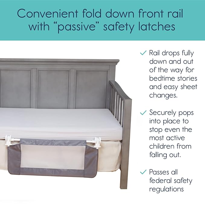 Hiccapop Convertible Crib Bed Rail for Toddlers, Crib Rail Guard with Reinforced Anchor Safety