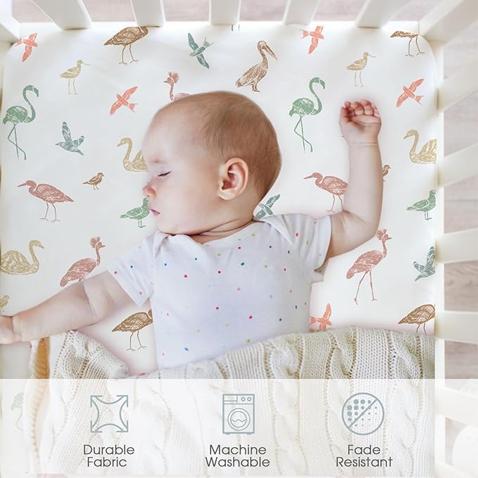 Bimocosy Crib Sheets 4 Pack, Baby Crib Sheets Fitted for Boys and Girls Breathable & Snug Fit, Soft Toddler Bed Sheets for Standard Crib Mattress Nursery Daycare Essentials, Forest Friends