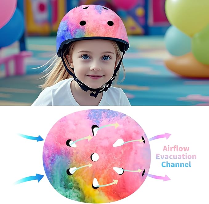 Adjustable Color Gradient Toddler Kids Bike Helmet for 3-5-8-14+Ages Girls Boys.Skateboard Bicycle Toddler Helmet 2-4 Years for Multi-Sports Cycling Scooter Inline Roller Skates Rollerblading