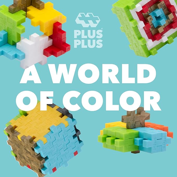 PLUS PLUS 240 Piece Interlocking Building Blocks for Kids, Open Ended Connecting Toys, Stem Bin Classroom Mini Manipulatives - Celebration Mix Play Tube