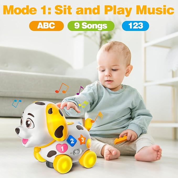 Musical Puppy Toys for 1 Year Old Girl Boy Gift, Crawling and Walking Baby Toy 6-9-12-18 Month, Birthday Gift for 1 Year Old Girl Boy, Bilingual Present for 7 8 10 Month Infant (Yellow)