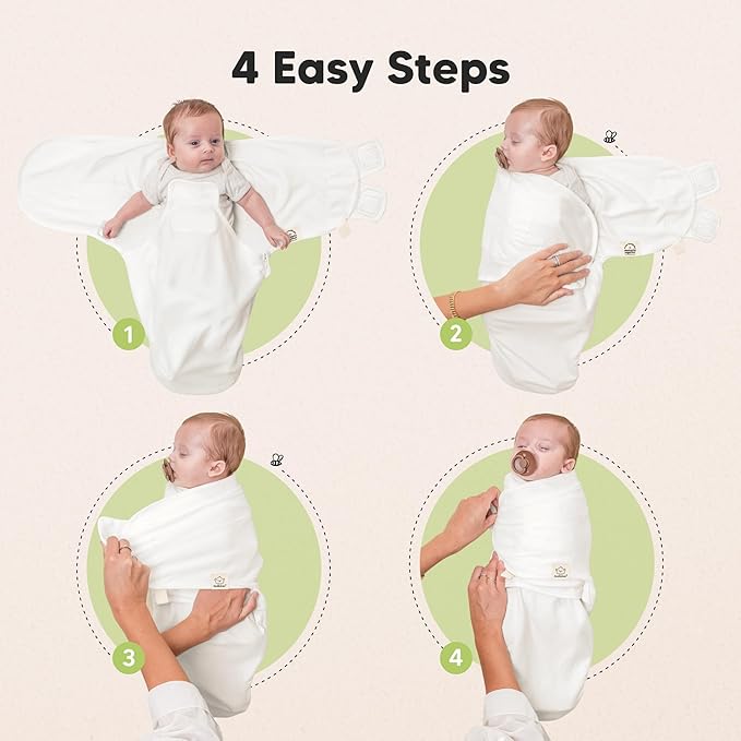 KeaBabies 3-Pack Organic Baby Swaddle Sleep Sacks - Swaddles for Newborns, Infant 0-3 Months, Baby Girls, Boys, Soft & Snug Newborn Sleep Sack, Nursery Swaddling Blankets (Soft White)