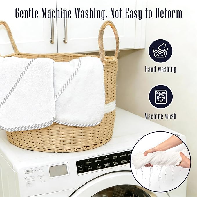 2 Pack Baby Bath Towel - Rayon Made from Bamboo, Ultra Absorbent - Ultra Soft Hooded Towels for Boy and Girl (White and Stripe, 30 x 30 Inch)
