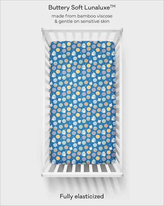 Little Sleepies Baby Crib Sheets, Buttery Soft Viscose from Bamboo Crib Sheets for Boys & Girls, Toddler Bed Sheet, Standard Crib Mattress Sheet, Super Stretchy & Elasticized (Blue Cookies & Milk)
