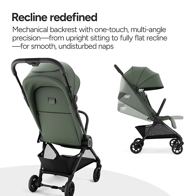 Mompush Nexis Carbon Travel Stroller, Ultra-Lightweight 11.5 lbs, Compact & Airplane Carry-On Approved, One-Second Auto-Fold, One-Hand Full Recline, from Birth to 50 lbs, JPMA Certified