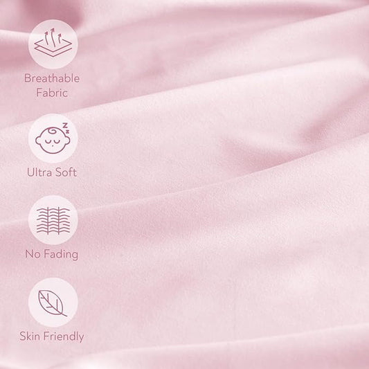 Pack and Play Sheets Fitted 4 Pack, Breathable Baby Playard Mattress Sheet Compatible with Graco Pack n Play, Mini Crib Sheets Fitted for Girls, Pink & Purple Playpen Mattress Sheets
