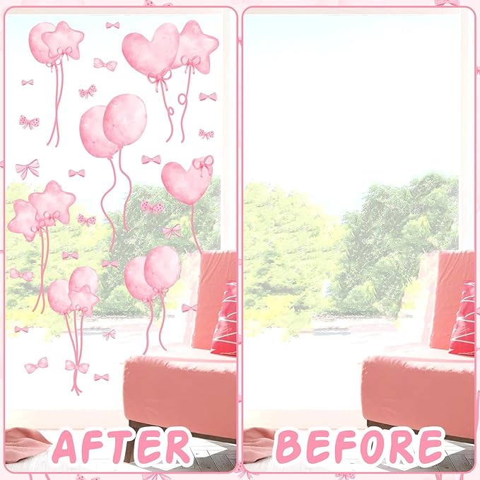 Pink Window Clings Pastel Baby Girls Bedroom Window Decals Inspirational Home Indoor Ourdoor Decorations Reusable Double Sided Static Stickers for Playroom Kids Baby Room Nursery Gifts