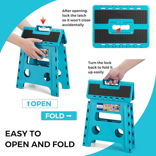 ACKO Folding Step Stool - 13" Premium Heavy Duty Foldable Stool for Adults, Kitchen Garden Bathroom Stepping Stool (1 Pack)