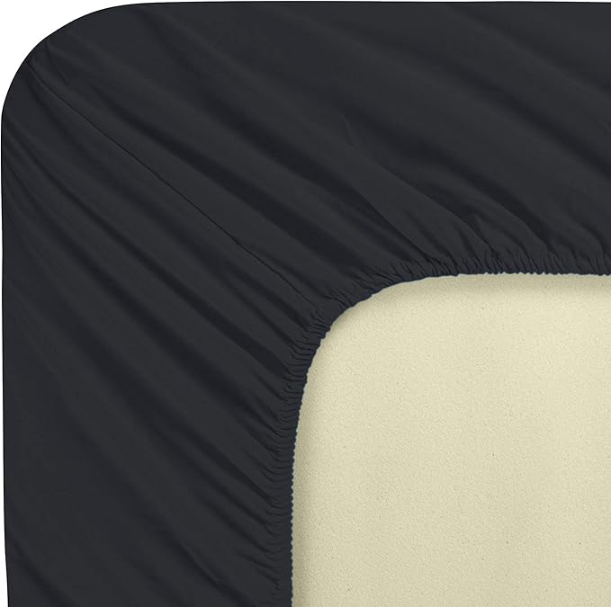FLXXIE 2 Pack Microfiber Fitted Crib Sheets, Super Soft and Cozy Toddler Fitted Sheets for Standard Crib and Toddler Mattresses, 28x52, Black