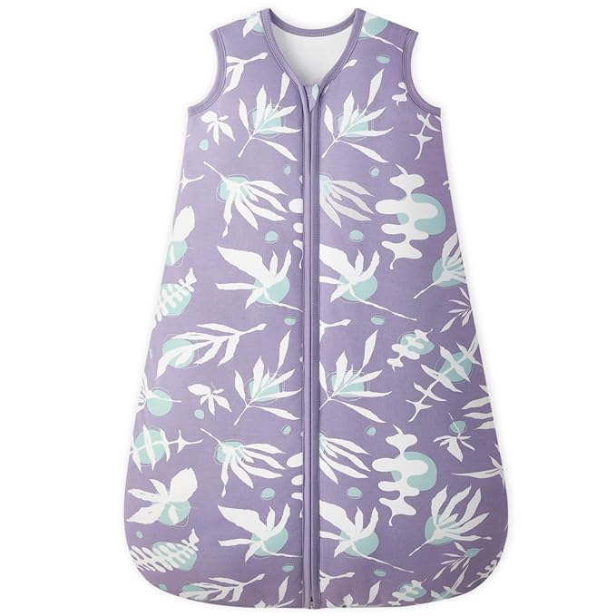 Baby Sleep Sack 18-24 Months TOG 2.5 Winter Baby Wearable Blanket, 100% Cotton Toddler Sleeping Sack with 2-Way Zipper Warm Soft Purple Leaf